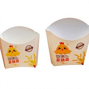 Boîtes d'emballage alimentaire uniques et biodégradables haut de gamme pour frites de restauration rapide, en carton recyclé, couleur fixe, avec logo, vente en gros - Product Image 3