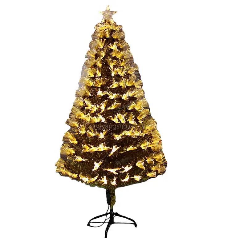 5 FT Golden Factory Direct pre-lit Decorated Christmas Tree Fiber Optic Artificial Christmas Tree with Metal Bracket Christmas