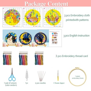 Vente directe usine Kit <span class=keywords><strong>de</strong></span> <span class=keywords><strong>point</strong></span> <span class=keywords><strong>de</strong></span> <span class=keywords><strong>croix</strong></span> Chat <span class=keywords><strong>de</strong></span> dessin animé Ciel étoilé en coton, petite taille, à faire soi-même, vente en gros transfrontalière - Product Image 4