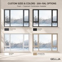 Fenêtre à battant triple vitrage GELLJA en alliage d'aluminium à rupture de pont thermique, verre Low-E, sur mesure, anti-corrosion, insonorisée, pour maison moderne