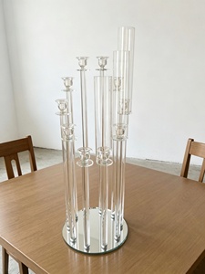 <b>Crystal</b> 10 Pillar Glass Candlestick Tube Candle Holder <b>Crystal</b> Wedding Candelabra Decoration Centerpieces Bougeoir Mariage - Product Image 2