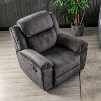 Fauteuil inclinable électrique deux places en tissu gris foncé, design ergonomique avec coussin, pour salons et cinémas maison, certifié BSCI