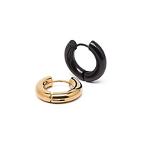 Boucles d'oreilles créoles en acier inoxydable plaqué or 18 carats, bijoux minimalistes en forme de C, clous d'oreilles simples en acier, boucles d'oreilles créoles en acier inoxydable