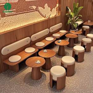 Moontree-Juego de muebles para cafetería y restaurante, de lujo, en forma de L, para esquina, comedor, cabina de cuero, asientos, café, sofá, mesa y silla - Product Image 3