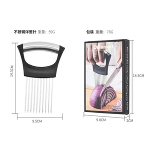 Lot de 2 supports à oignon manuels en acier inoxydable, <span class=keywords><strong>kit</strong></span> d'outils extra-larges, 16 aiguilles longues, hachoir à légumes, coupe-légumes de cuisine - Product Image 3