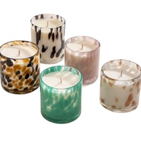 Bougie parfumée en cire de soja dans un bocal en verre à imprimé léopard, personnalisable en gros, longue durée de combustion, pour les bars, la décoration intérieure et les fêtes