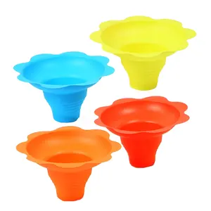 Cuenco reutilizable de agarre fácil para aperitivos de hielo afeitado, cono de nieve para helado, tazas de flores coloridas, venta al por mayor