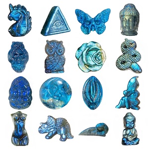 Sculptures de Labradorite Bleue en Gros, Bouddha Sculpté en Cristal Naturel, Taille Labradorite pour Pendentif - Product Image 2
