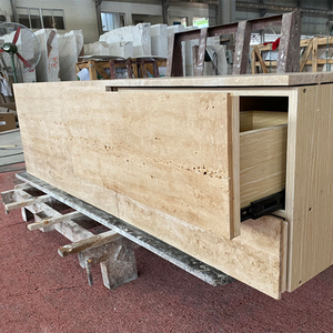 סיטונאי מותאם אישית travertine לפצל הפנים שיש יהירות כיור כפרי עיצוב קיר רכוב כיור לחדר אמבטיה - Product Image 5