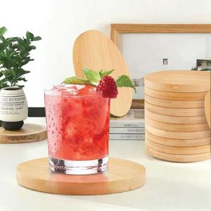 Wooden Round Coaster Heat Insulating Drink <b>Mat</b> For Home <b>Bar</b> Coffee Table Use Solid Color Bamboo Placemat - Product Image 1