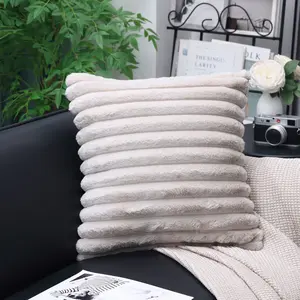 Custom Luxury Soft Fluffy Striped Pillow Cover Faux Fur Decorative Couch Cushion Cover