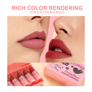 <span class=keywords><strong>Dragon</strong></span> Ranee <span class=keywords><strong>maquillaje</strong></span> 5 unids/caja Rosa lindo Mini lápiz labial mate cremoso de larga duración conjunto de lápiz labial regalo al por mayor para niñas - Product Image 2