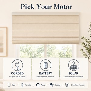 Stores romains sur mesure OEM ODM, stores occultants motorisés sans fil en tissu polyester à économie d'énergie, vente en gros - Product Image 4