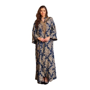 Nouvelle robe de fête pour femmes musulmanes pour l'Aïd al-Fitr, col montant perlé, abaya <span class=keywords><strong>arabe</strong></span>, kaftan marocain, abaya de luxe brodée - Product Image 1