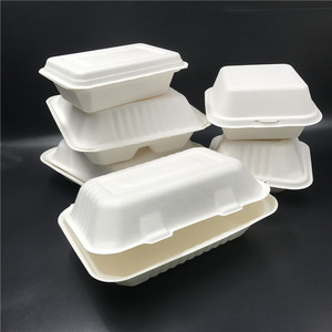 Eco 9*6 polegada descartável biodegradável togo recipiente bagasse tirar almoço caixas de embalagem para alimentos - Product Image 1