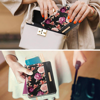 Porte-passeport de voyage avec Logo personnalisé, couverture de porte-passeport avec fleurs mignonnes en or Rose avec bande élastique pour femmes
