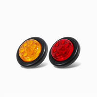 Feu de position latéral LED rond de 2 pouces, ambre, avec passe-câble en caoutchouc pour camion, remorque, poids lourd, caravane 12V 24V