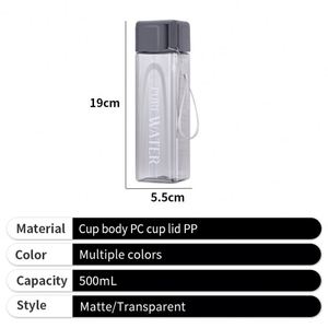 Wholesale Plastic Water Custom Light Purple Lanyard Clear 500Ml Reusable Drinking Bottle With Logo - Product Image 2