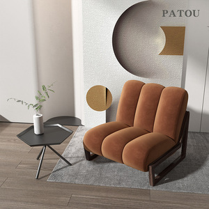 Sillón Individual Patou Tapizado en Madera Maciza, Reclinable Moderno para Sala de Estar, Estilo Nórdico Minimalista - Product Image 1