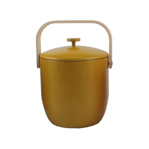 Seau à glace en acier inoxydable avec poignée en bambou - Product Image 2