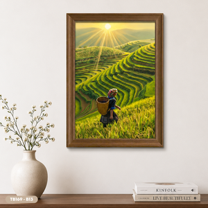 Pintura al Óleo de Arrozales de Vietnam, Arte de Pared en Lienzo Hecho a Mano, Servicio OEM ODM, Modelo TB169-B13 - Product Image 1