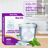 Comprimés effervescents pratiques et portables pour le nettoyage des aligneurs dentaires, saveur menthe, rafraîchit l'haleine, 2,5 g, 30 pièces