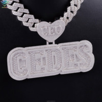 Pendentif Moissanite Glacé Personnalisé Exclusif en Forme de Baguette Diamantée, Plaqué Or 18 carats, pour Bijoux Hip-Hop, Breloque en Argent 925 pour Rappeur