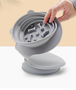 Hot selling high quality portable silicone pet slow feeder <b>bowl</b>, two <b>bowls</b> combination cat drinking <b>bowl</b> pet products - Product Image 5