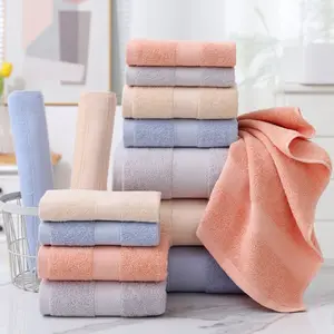 Top Quality 100% Cotton Fabric Customized Size Logo Hotel Home Bedroom Towel Sets