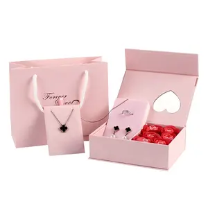 China Supplier Wholesale Cheap Luxury Pink Jewelry Gift Box Packaging Box And Bag