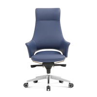 Chaise de bureau exécutive moderne certifiée ISO BIFMA, nouvelle arrivée, dossier haut, en PU, avec dossier et assise en mousse moulée, en aluminium. Base Ergonomique Maison