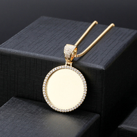 Collier pendentif en acier inoxydable par sublimation avec chaîne à maillons ronds en zircon, tendance, moderne, cadeau de Noël ou d'anniversaire pour femme