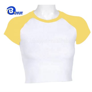 Maßgeschneiderte Streetwear Hip-Hop Mädchen Baby-T-Shirt Boxy Fit mit Logodruck Damen Crop-Tops Raglan Crop-Top mit Kontrastärmeln - Product Image 5