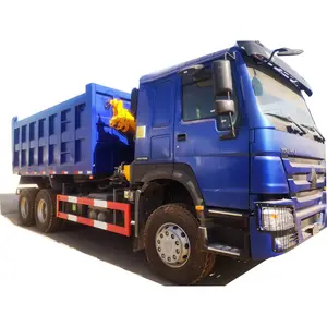 Good price howo 6*4 dump truck with crane for sale