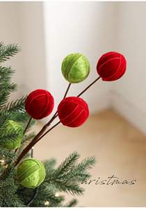 شجرة عيد الميلاد المخملية الحلي الكرة يختار لشجرة عيد الميلاد فروع الديكور بورجوندي التوت ينبع لترتيبات إكليل الزهور - Product Image 6