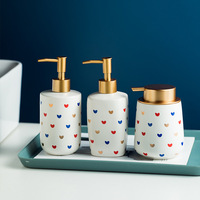 Distributeur de savon liquide en céramique rond moderne et durable, en stock, pour la maison, l'hôtel, la salle de bain