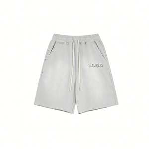 กางเกงขาสั้นลำลองแฟชั่นสไตล์สปอร์ตผู้ชาย เอวยางยืด ผ้าฝ้าย 360 กรัม ซักแบบวินเทจ สำหรับฤดูร้อน - Product Image 5