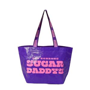 กระเป๋าช้อปปิ้งผ้าทอแบบกำหนดเอง เป็นมิตรกับสิ่งแวดล้อม พร้อมโลโก้พิมพ์สีเคลือบเงา ของขวัญโฆษณา กระเป๋าผ้า PP ทอ ปรับแต่งได้ - Product Image 1