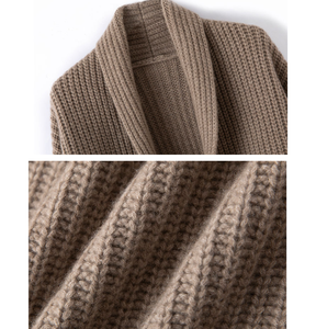 <span class=keywords><strong>Cardigan</strong></span> in maglia <span class=keywords><strong>grossa</strong></span> da donna ODM di lusso, in <span class=keywords><strong>lana</strong></span> merino e yak, con tasche, vestibilità ampia e morbida, collo a risvolto, stile poncho - Product Image 6