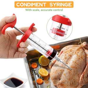 Seringue à marinade pour viande BBQ avec 3 aiguilles en acier inoxydable – Outil de cuisine pour porc, steak et sauces - Product Image 3