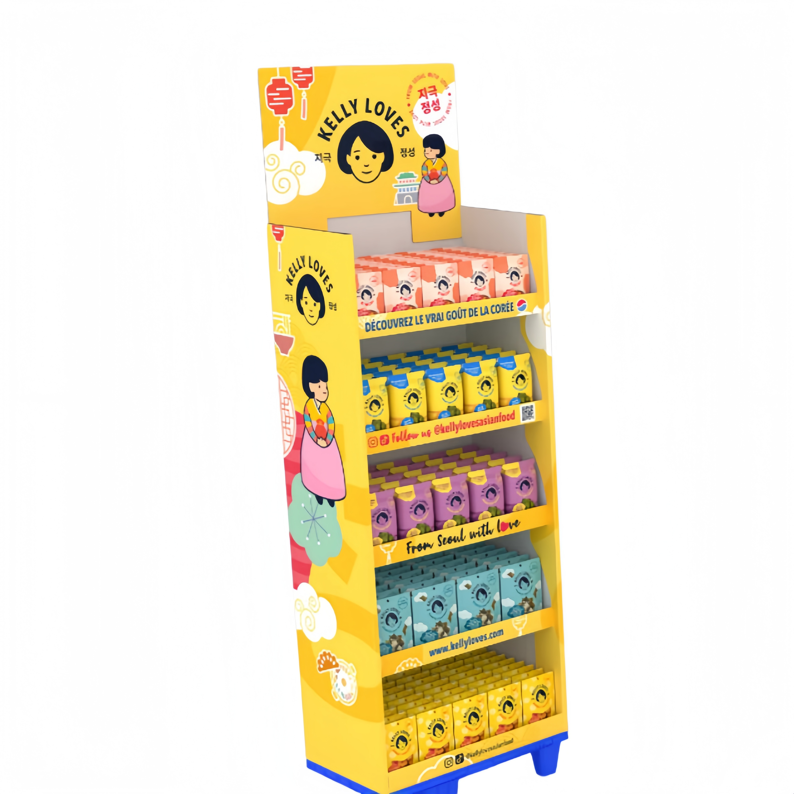 Apache Customized Factory Product Display Rack Paper Display Shelf Corrugated Hook PVC Cardboard Display Stand Candy Snack Store — view 3