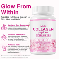 Kapsul Multi Kolagen Peptida Kolagen Terhidrolisis dengan Biotin Vitamin C Mendukung Kesehatan Kulit, Rambut, Kuku & Sendi
