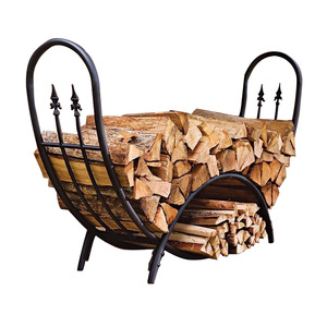 Customized design acceptable iron firewood rack log storage holder patio accessories