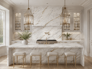 UNION STONE Calacatta Imperial Gold, Gran Losa de Cuarzo Artificial, Diseño Moderno Ecológico para Cocina, Pared, Baño, Comedor y Piso - Product Image 5