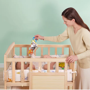 Station de soins pour bébé convertible 3 en 1 <span class=keywords><strong>Table</strong></span> à langer réglable, berceau à bascule et support de bain <span class=keywords><strong>Table</strong></span> à langer en bois massif pour la crèche - Product Image 4