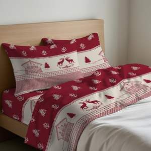 Drap de lit Tirolo 100% coton, taille King Size française, drap-housse et drap plat design - Product Image 3