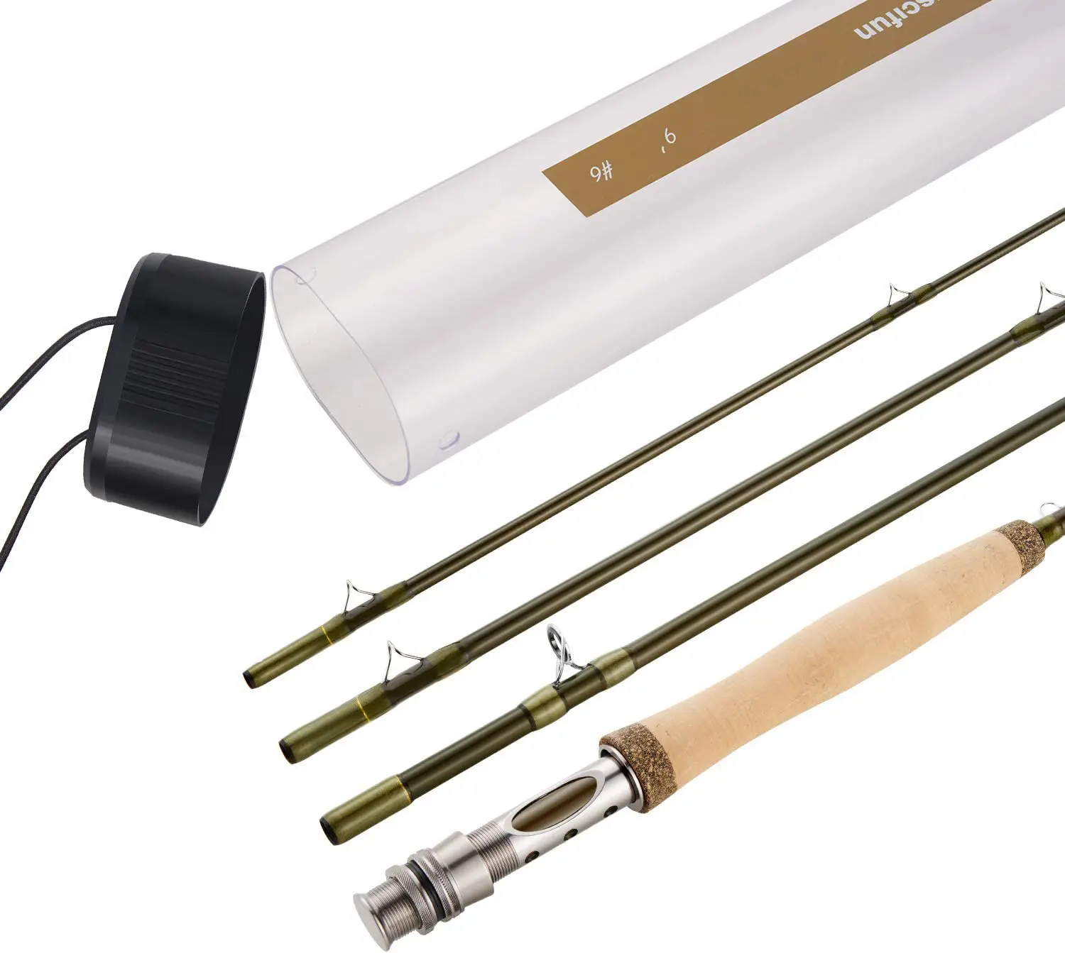 Fly Fishing Rod 4 Piece 9ft Graphite Carbon Fiber Blank Chromed Guide and Durable Rod Tube
