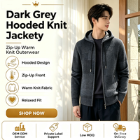 Cardigan à capuche en tricot épais doublé polaire Automne Hiver 2026, Pull chaud en tricot pour homme, Vente en gros transfrontalière ODM