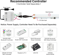 Bande lumineuse LED numérique FOB COB programmable, FCOB SPI RGB IC Dream Color DC12V 24V WS2811 adressable, 12 mm, 720 LED
