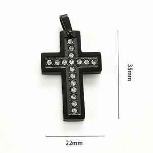 Stainless Steel Zircon <b>Cross</b> <b>Pendant</b> Necklace With Rhinestone <b>Men</b> Women Dainty Jesus Christian Prayer Amulet Charms Jewelry Gift - Product Image 3